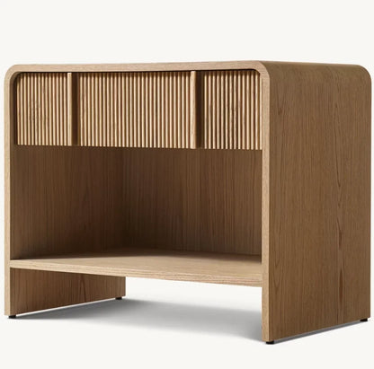 Walnut Frame Bedside Table