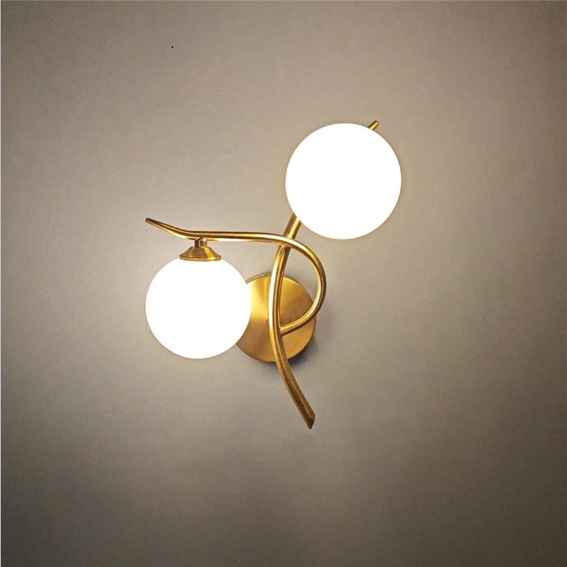 Nordic Modern Iron Wall Lamps LED Bedroom Bed Lamp Learning Corridor Room Indoor Wall Lights Glass Ball Decor Light Fixtures G9