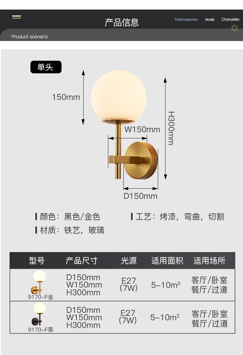 Glass Globe Wall Sconce