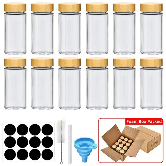Glass Spice Jar Set with Bamboo Lids