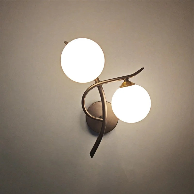 Nordic Modern Iron Wall Lamps LED Bedroom Bed Lamp Learning Corridor Room Indoor Wall Lights Glass Ball Decor Light Fixtures G9