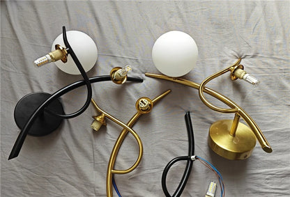 Nordic Modern Iron Wall Lamps LED Bedroom Bed Lamp Learning Corridor Room Indoor Wall Lights Glass Ball Decor Light Fixtures G9